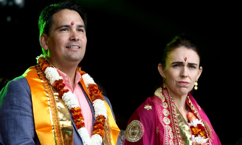 Jacinda Ardern and Simon Bridges at Diwali in Auckland