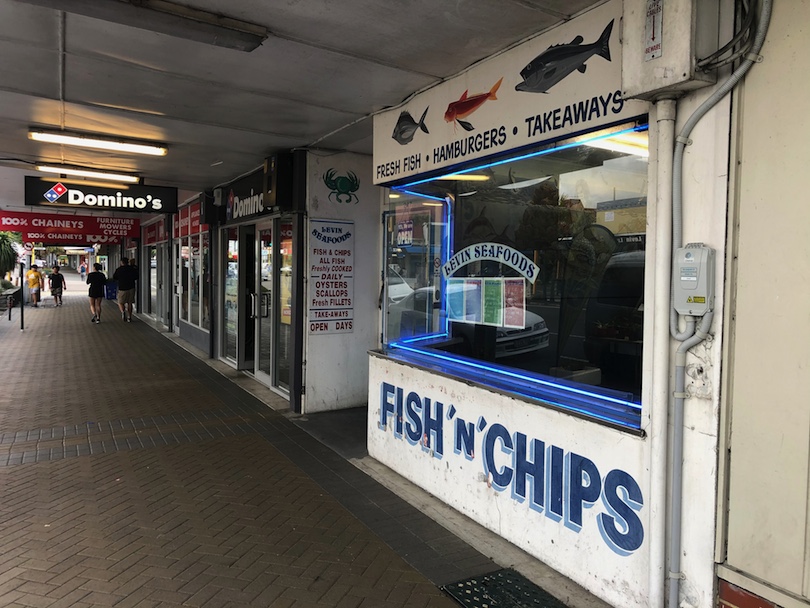 Footpath and fish and chips store