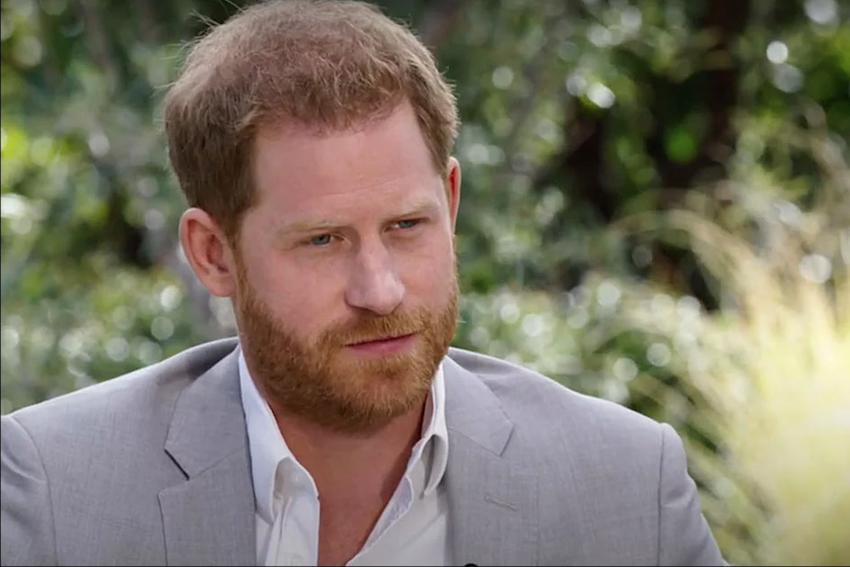 Prince Harry during his explosive interview with Oprah Winfrey.