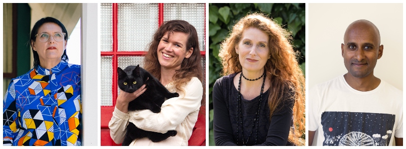 Four head and shoulders photographs of authors